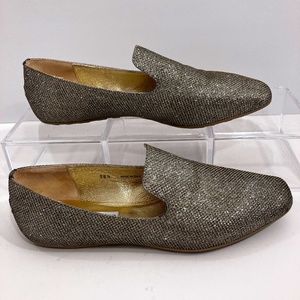 Jimmy Choo Light Bronze Lame Loafers Size 8.5